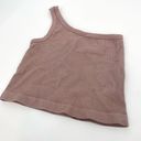 By Together  Espresso Seamless One Shoulder Ribbed Spring Tank Top Taupe Size S/M Photo 2