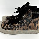 ALLSAINTS  Demmy Celia High Top Sneakers Leopard Canvas Round Toe Tan Black US 8 Photo 3