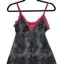 Natori Jose  Black And Grey Patterned Cami With Hot Pink Accents Size M Photo 0