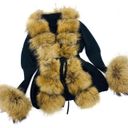 Real raccoon fur cardigan genuine fur collar trench coat parka jacket wool Multiple Photo 5