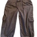 prAna  Breathe Brown Heather Cropped Knit Cargo Pant Sz. M Tied Hem Casual Photo 0