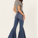 Shyanne NWT  WOMEN'S MEDIUM WASH HIGH RISE RUFFLED SUPER FLARE STRETCH JEANS Photo 2