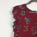 Joie  Almarie B Red Floral 100% Silk Mini Dress Medium Georgette Drop Waist Photo 5