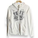 Pepe Jeans  LONDON Hoodie Sweatshirt Cotton White Zip Up Fleece Pockets Large GUC Photo 9