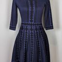 Nina Leonard  Geometric Print Sweater Dress Blue Black Size Small Photo 15