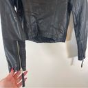 Abercrombie & Fitch  Black Vegan Leather Moto Jacket Full Zip Biker Size XS Photo 12