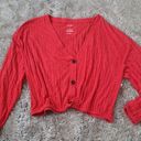 Arizona Jeans Arizona Jean Co Ribbed Button Down Crop Top Red Size XL Photo 0