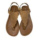 Sonoma  ᪥ Laser Cut Vegan Leather Gladiator Thong Flat Sandals ᪥ Butter Yellow 6M Photo 7