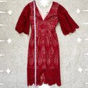 Dress the Population Red Mia Angel Sleeve Lace Sheath Midi Dress NWOT Photo 6