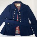 Free People  Wool Peplum Military Pea Coat Navy Size 0 Photo 0