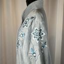 Bob Mackie  Women’s Wearable Art Light Blue Fleece X-Large Embroidered Jacket EUC Photo 5