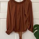 Wishlist  Boutique Body Suit Long Sleeve Brown Sienna Square Neck Metallic Copper Photo 5