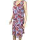 CAbi  Tropical Print Dress V-Neck Sleeveless Ruffle Trim Size Small Blue & Red Photo 3