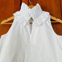 Tuckernuck  Bouvier Blouse Sleeveless White Stretch Poplin Ruffle Neck Size XS Photo 3