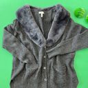 Joie sweater size Small gray cardigan rabbit fur removable Photo 1