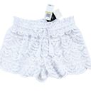 Macy's Macy’s Miken White Juniors' Scalloped Lace Swim Cover-up Shorts Size M NWT Photo 3