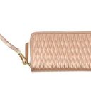 Isaac Mizrahi New  Leather Metallic Rose Gold Quilted Zip Around Wristlet Wallet Photo 0