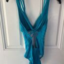 La Blanca  NEW one piece Island Goddess Strap Cross-Back in Turquoise size 6 Photo 4