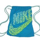 Nike  Heritage Gym Sac Drawstring Backpack in Teal Blue Neon Green Swoosh Logo Photo 0