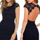 Harper Navy Blue Crochet Lace Open Back Dress Small, Fitted Mini Dress Photo 1