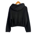 ZARA  Cropped Hoodie Long Sleeve Soft Sweatshirt Elastic Waist L Black #2250 Photo 4