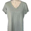 Felina  Heathered Green V Neck Short Sleeve Shirt Size Large Photo 0