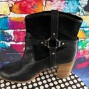 Lauren Ralph Lauren Dylan Black Leather Boots Chunky Block Stacked Heel 9 Medium Photo 7