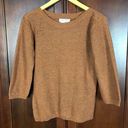 Coldwater Creek  Tan Brown Crochet 3/4 Sleeves Sweater Blouse Size Small Photo 0