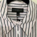 Lane Bryant  Womens Blouse Size 16 Button Up Collared Stripe Pink Gray Basic NWT Photo 2