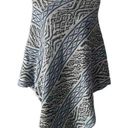 Peruvian Link Tahoe Alpaca Poncho Knit Sweater Shawl Silver Gray Blue Print OS Size undefined Photo 0