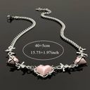 Creative Pink Love Heart Silver Plated Chain Necklace Punk Y2K Style‎ Neck Photo 5