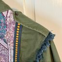 Matilda Jane  Lightweight Olive Green Boho Patchwork Ruffle Hem Jacket Sz Medium Photo 10