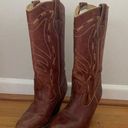 Brown Leather Cowgirl Boots Size 4.5 Photo 2