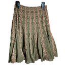 Silkland Olive Green Lined Skirt w Multicolored Embroidered Pattern Wm 6 Photo 0