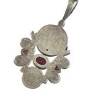 The Moon Silver Sajen Mother of Pearl Face Necklace PENDANT Garnet Ruby Peach Quartz Photo 3