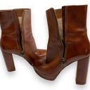 Michael Kors  Brown Leather Frenchie Platform Bootie Heeled Ankle Boots Photo 3