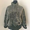 PBJ SPORT Vintage 90’s Black Gray Plush Zip Up Fleece Jacket Alpine Trees SMALL Photo 0