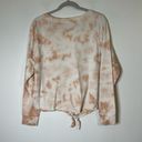 Loft  Outlet Bleach Dyed Peach White Tie Front Sweatshirt Women's M Photo 4