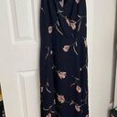 Lush Clothing LUSH Navy and Pink Floral Halter Style Maxi Dress with Side Cut Out Photo 0