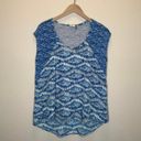 Akemi + Kin Anthropologie blue geometric cap sleeve top boho size med Photo 1