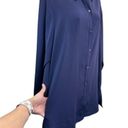 Natori  NAVY blue long sleeve button down tunic top Photo 2