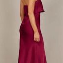 Petal and Pup  Vienna Strapless Berry Satin Ruffle Side Slit Midi Dress L Photo 3