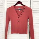 Self Esteem  Ribbed Knit V Neck Crop Shirt Spice Orange Medium Photo 6