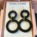 Nickel & Suede Women’s Black Sloane Circle Dangle Leather Earrings New in Box Photo 0