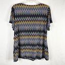 Dress Barn  Plus Size 1X Top Chevron Purple Blue Drape Neck Short Sleeve 1058 Photo 1