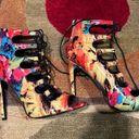 Steve Madden Cynthia Floral Multi Stilettos High Heel Peep Toe Sandals Zipper 8 Photo 0