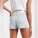 EXPRESS  Women 00 Super High Waisted Knit Raw Hem Mom Jean Shorts, Light Wash Photo 2