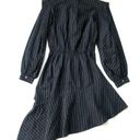 Joie NWT  Rasheda in Caviar Black Pinstripe Stripe Assymetrical Shirt Dress XXS Photo 7