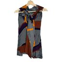 ZARA  Woman Tie Neck Blouse Sz M Abstract Photo 1