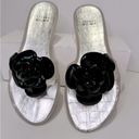 Stuart Weitzman Black Bloom Flower Jelly Flip Flop Sandals Size 8 Photo 2